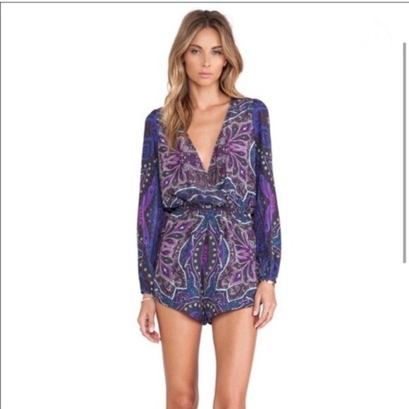 Lovers and Friends Romper Long Sleeve Purple - Picture 1 of 6